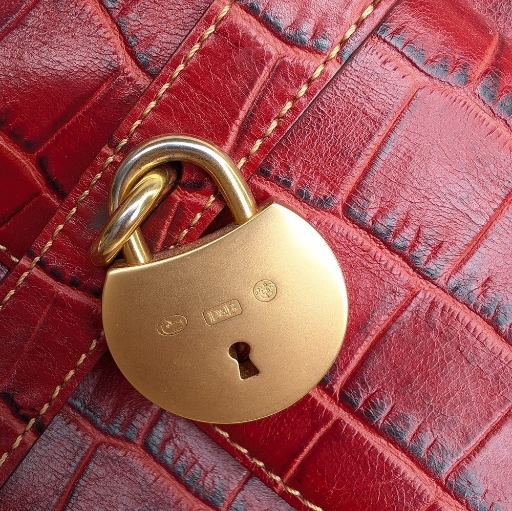 Dooney & Bourke Campbell Croco Embossed Leather Satchel With Matching Wallet - Picture 9 of 15